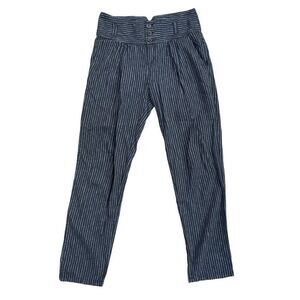 Sundance Striped Linen Cotton Pleated Pants Trousers